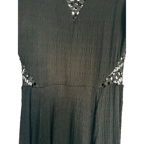 2/$30 Free People Medium Black Lace Knit Dress 3/4 Sleeve Attractive Details - Picture 12 of 15